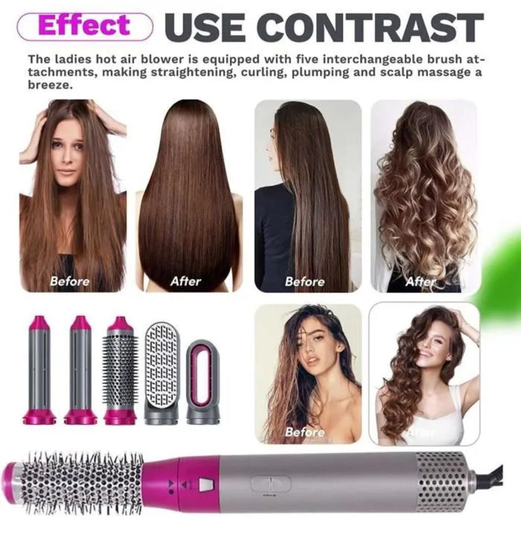 Coiffeur Multifonction 5-en-1 – Lisseur, Boucleur & Sèche-Cheveux Professionnel